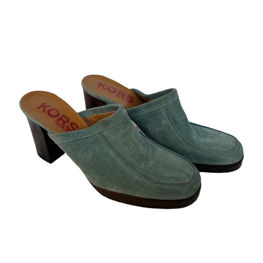 Michel Kors Blue Suede Leather Mules